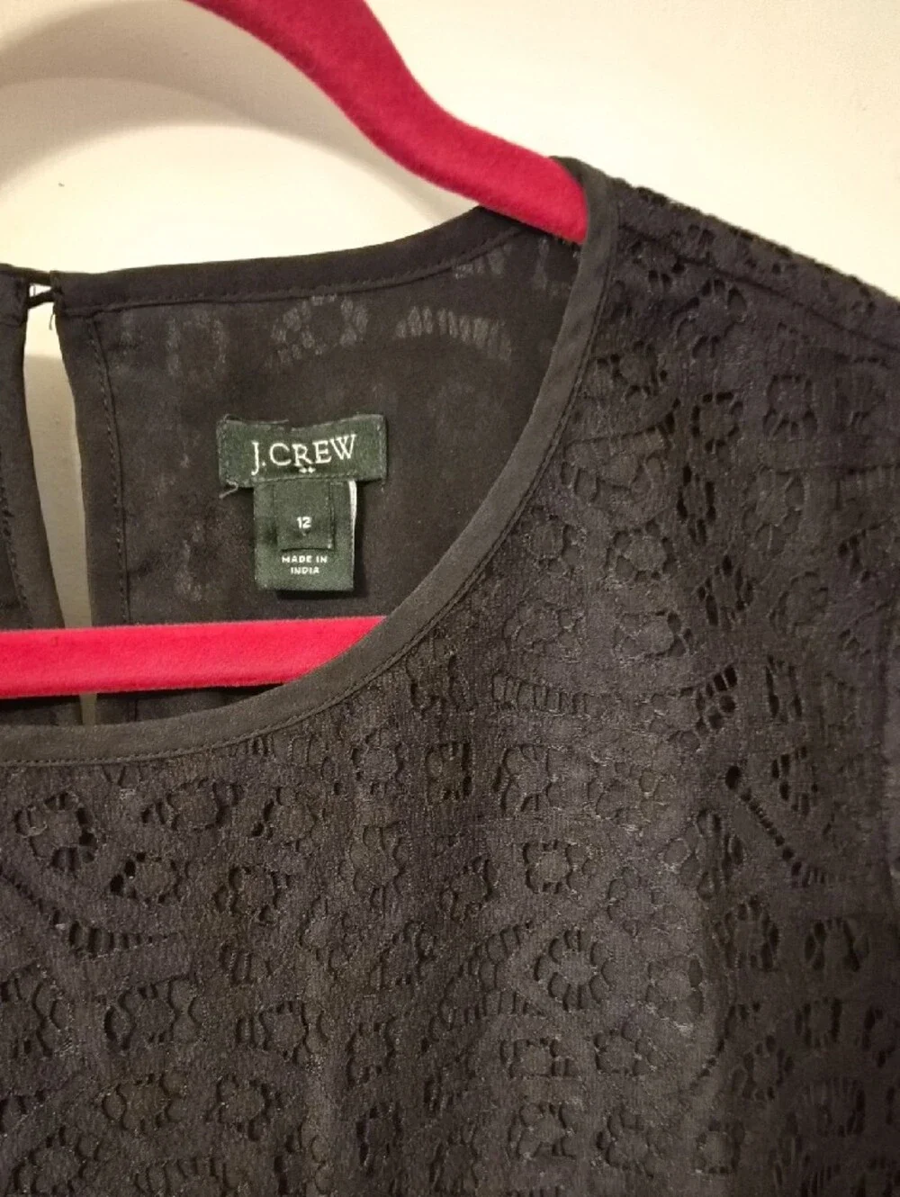 J. Crew Factory Black Crochet Lace Blouse, Size 12